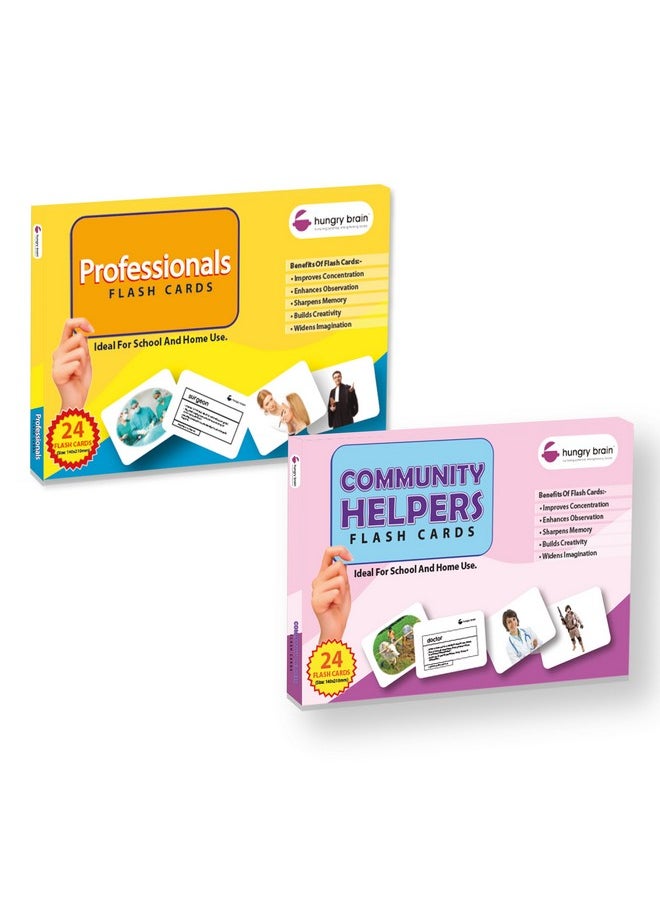 hungry brain Flash Cards for Toddlers, 48 Community Helpers & Professionals Flashcards, Montessori, Educational, Kindergarten - Preschool Learning Activities, Gifts for Kids, 1, 2, 3, 4 Years Babies