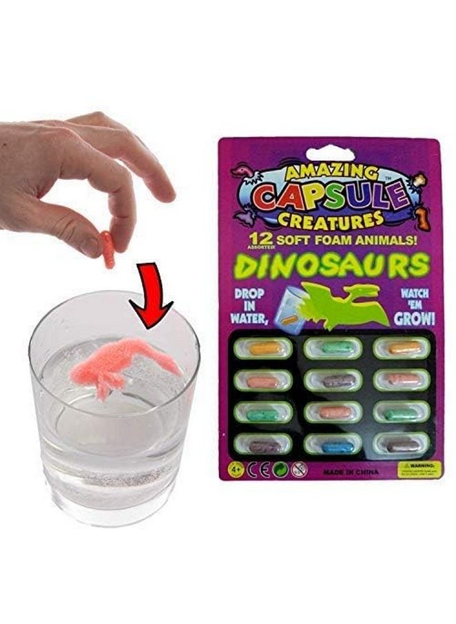 Water Grow Foam Magic Capsules Toys - 2 Theme Packs (Each 12 + 12 Capsules) (Dinosaurs & Wild Animals) (Multicolor).