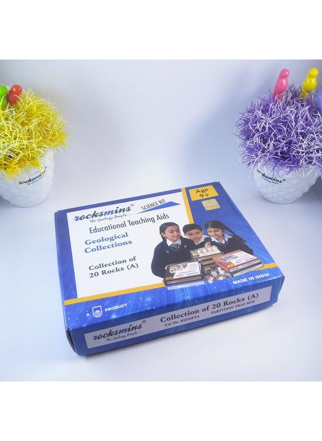 rocksmins Ro20Pt Rocks Collection Set Of 20 For Students Of School Education Igneous Sedimentary Metamorphic Samples Collections Introductory Activity Geology Earth Science Volcanic Stones