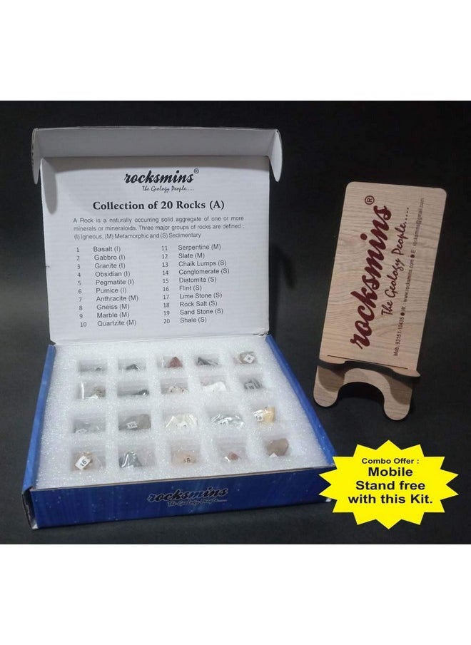 rocksmins Ro20Ptms Rocks Collection Set Of 20 + Free Mobile Stand For Students Of Online School Education
