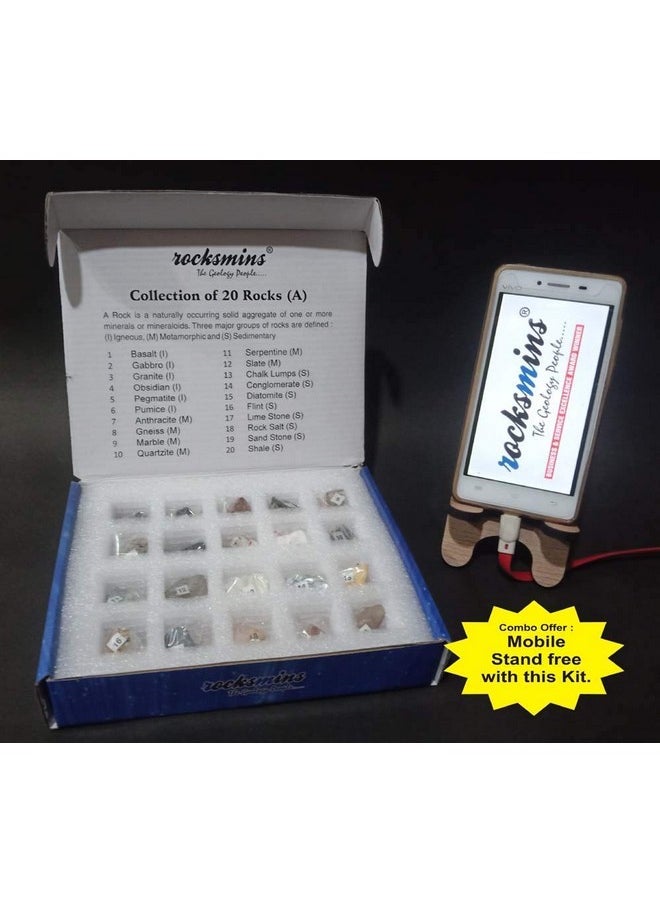 rocksmins Ro20Ptms Rocks Collection Set Of 20 + Free Mobile Stand For Students Of Online School Education