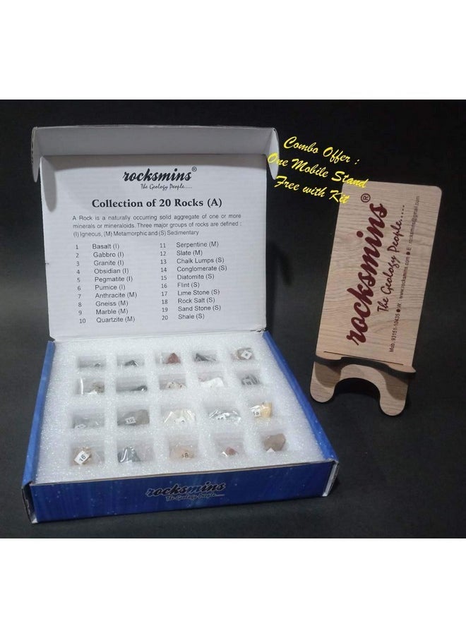 rocksmins Ro20Ptms Rocks Collection Set Of 20 + Free Mobile Stand For Students Of Online School Education