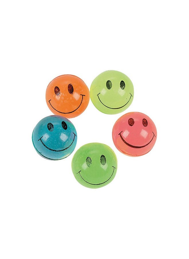 Fun Express - Mini Neon Smile Face Bouncing Balls - Toys - Balls - Bouncing Balls - 144 Pieces