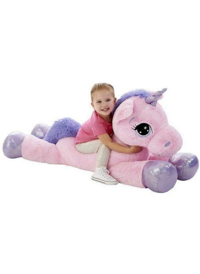 CLICK4DEAL Soft Toys Unicorn Plush Toys Giant Size Unicorn Stuffed Animal Horse Toy Soft Unicorn Gift Children Pink 100cm
