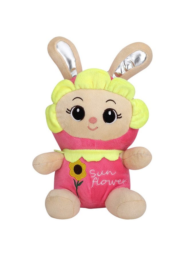 DearJoy Cute Sunflower Bunny Doll/Soft Toy with Shiny Ears/Gift for Boys and Girls (Pink, 35 cm)
