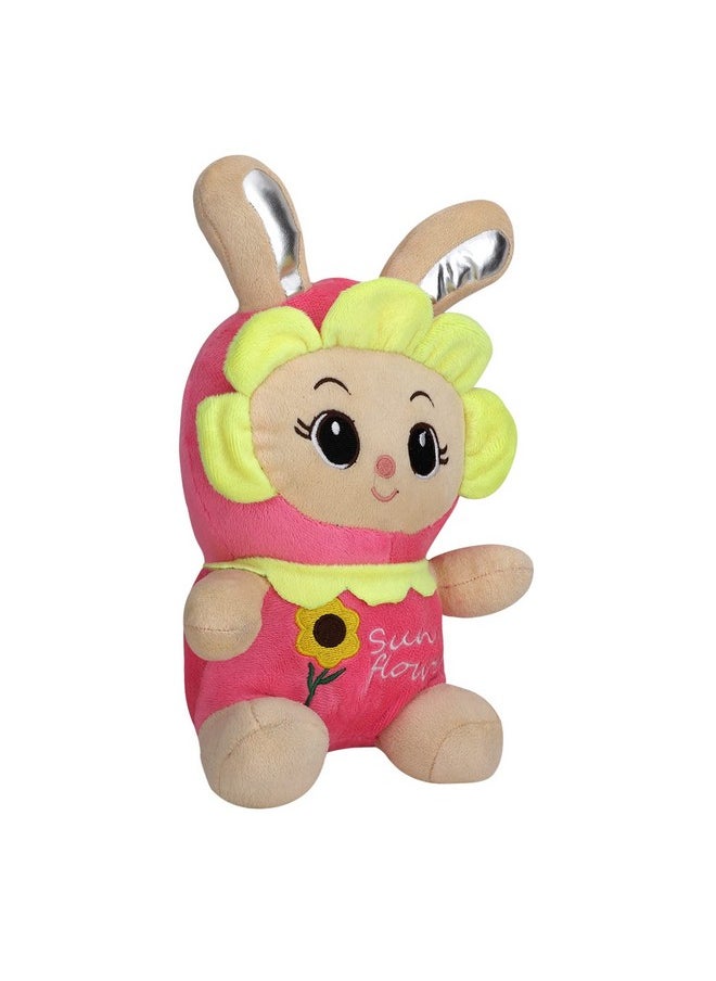DearJoy Cute Sunflower Bunny Doll/Soft Toy with Shiny Ears/Gift for Boys and Girls (Pink, 35 cm)