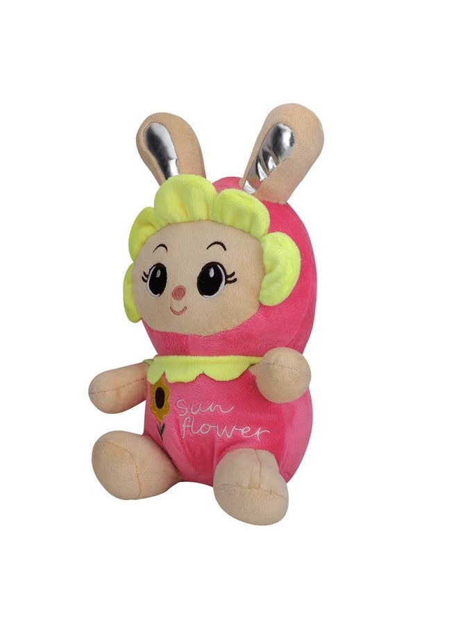 DearJoy Cute Sunflower Bunny Doll/Soft Toy with Shiny Ears/Gift for Boys and Girls (Pink, 35 cm)