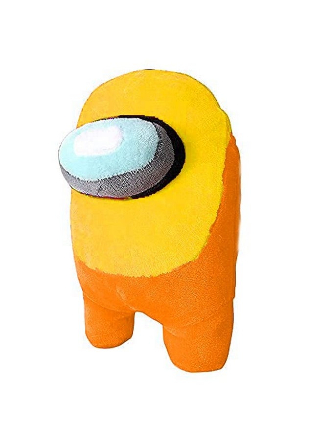 CLICK4DEAL Among Us Plush Toy (18 cm) Among Us Merch Cute Soft Plush Bulging Eyes Astronaut Plush Figure Toy (Yellow and Orange) Lovely Toy Figure