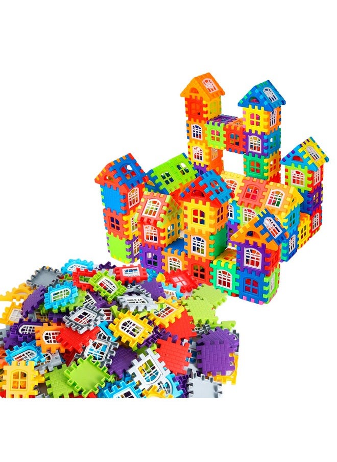 VGRASSP DIY Colorful House Building Blocks Set Toy for Kids with Windows - Make Your First House - Imagine, Create, Fun and Learn Toy - Design of Window As Per Stock (160+ Blocks & 32 Windows)