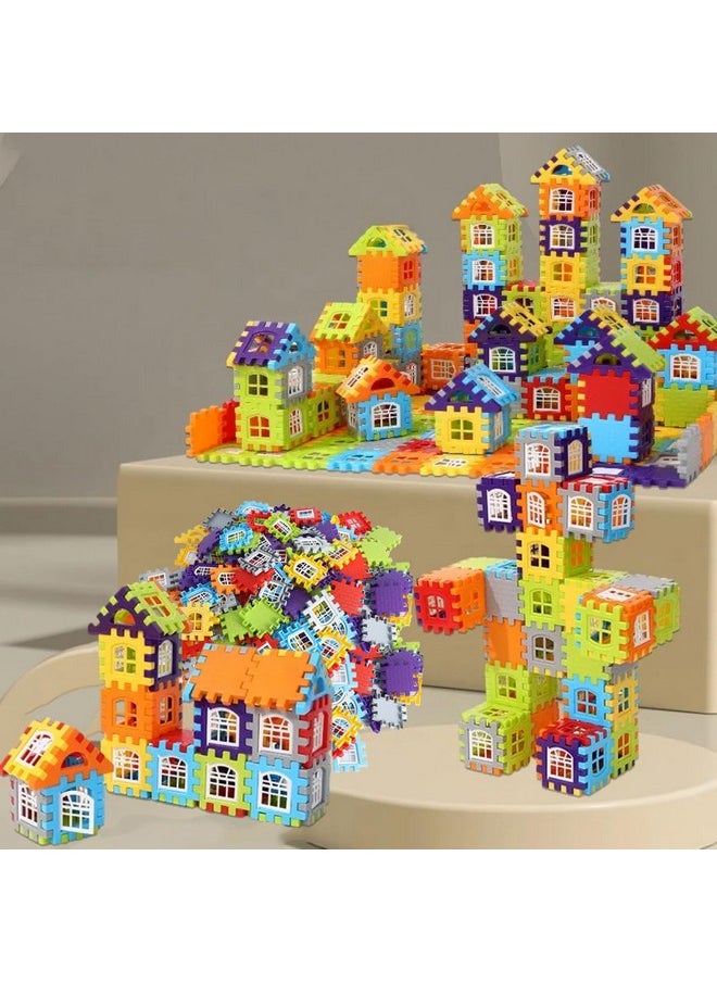 VGRASSP DIY Colorful House Building Blocks Set Toy for Kids with Windows - Make Your First House - Imagine, Create, Fun and Learn Toy - Design of Window As Per Stock (160+ Blocks & 32 Windows)