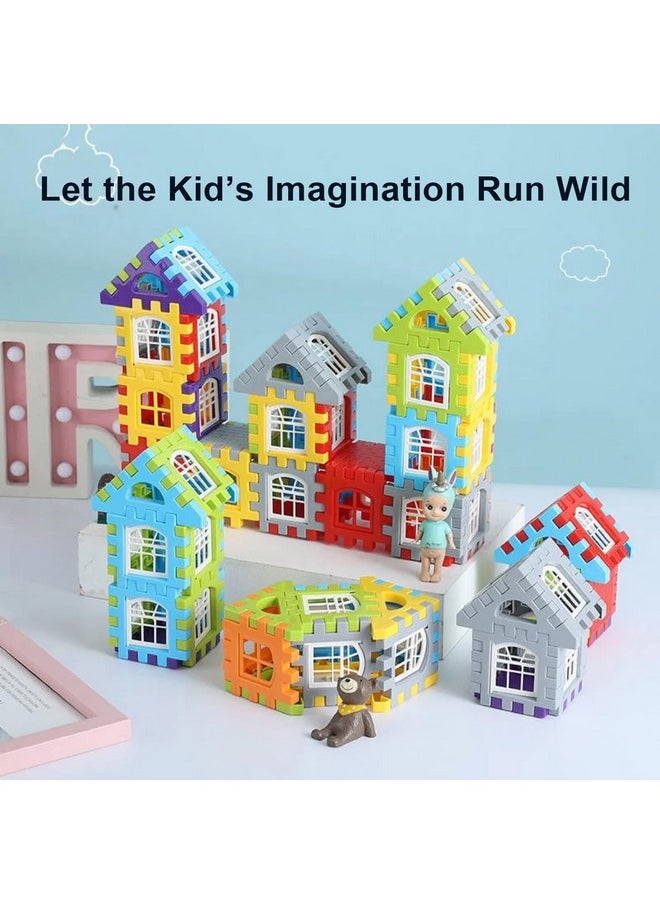 VGRASSP DIY Colorful House Building Blocks Set Toy for Kids with Windows - Make Your First House - Imagine, Create, Fun and Learn Toy - Design of Window As Per Stock (160+ Blocks & 32 Windows)