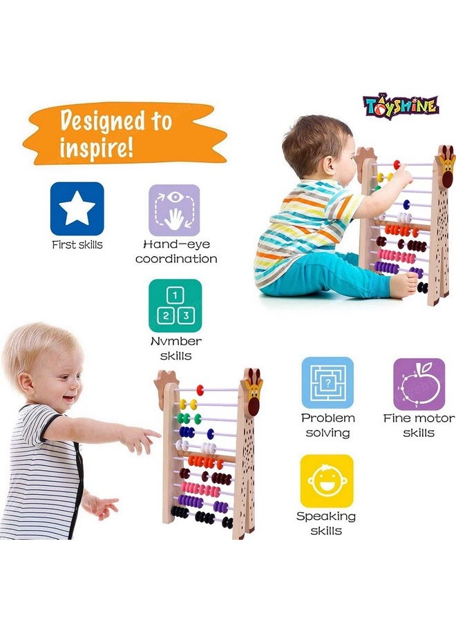 Toyshine Giraffe Wooden Abacus And Learning Play Center - Multi Color, Kid