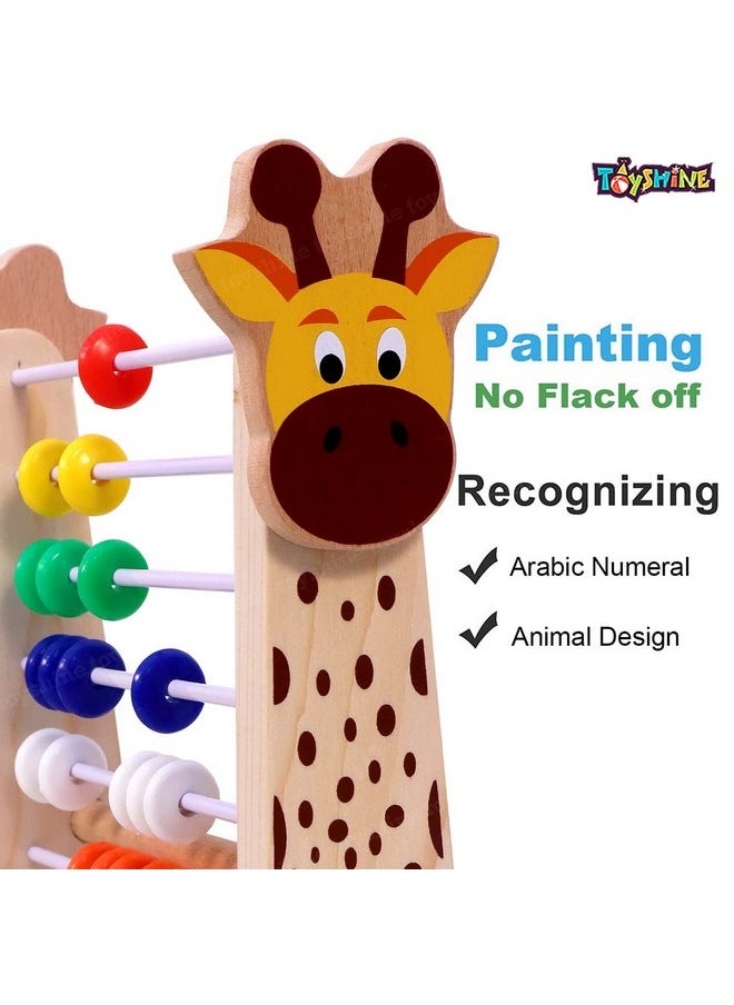 Toyshine Giraffe Wooden Abacus And Learning Play Center - Multi Color, Kid