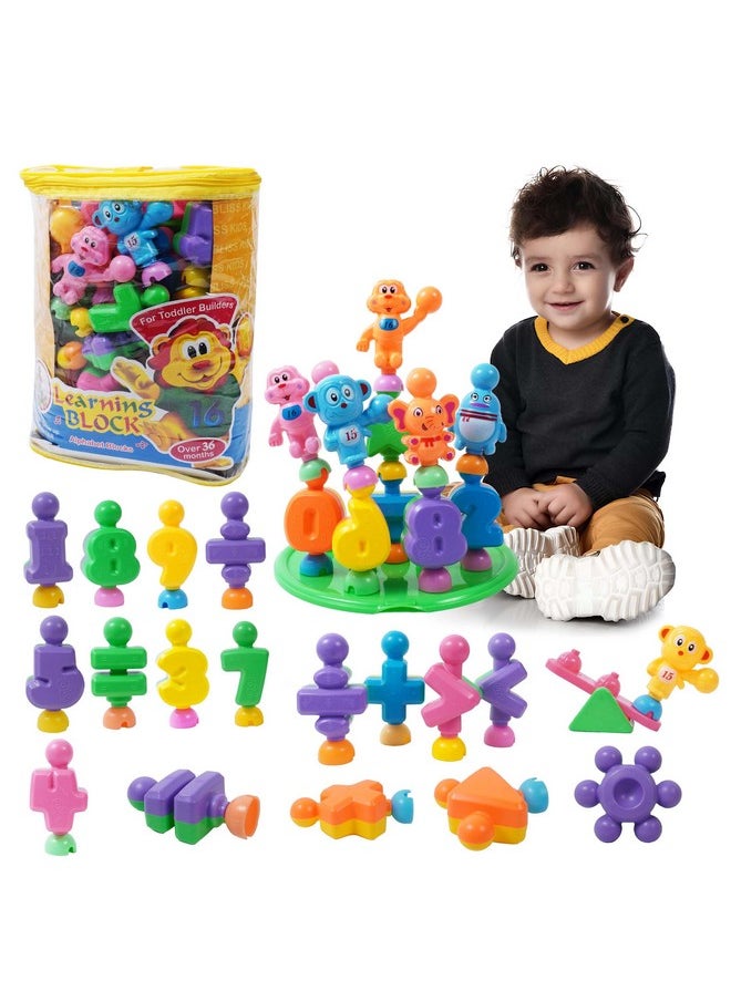Toyshine 28 pc DIY Alphabet Learning Blocks with Baseplate and Cartoon Figures Early Education Toy for Kids