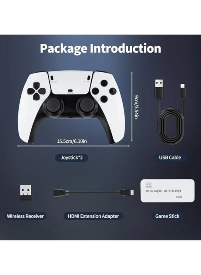 Retro Wireless Game Console M15, Plug u0026 Play Video Game TV Game Stick 128G with 30000+ Games, 2.4G 4K HDMI Stick Gaming Wireless Controller