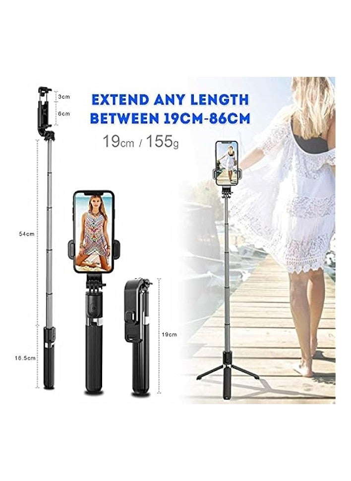 Selfie Stick For Phone Size 4.5-6.2Inch, Extendable Selfie Stick Tripod with Bluetooth Wireless Remote Phone Holder for iPhone 12 /iPhone 11/pro, Galaxy S10/S9 Plus/S8/Note8, (Black)