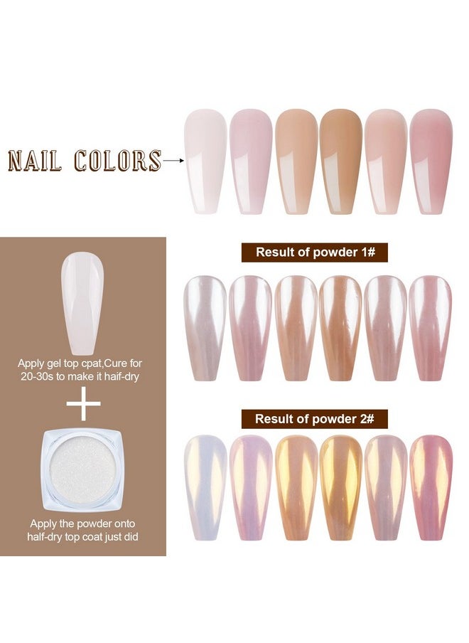 Artdone 2 Jars Chrome Nail Powder White Pearl and Gold Pearl,Iridescent Aurora Powder Metallic Mirror Effect Pigment Pearlescent Mermaid Pigment Pearl Glitter Dust Kit (White and Gold)