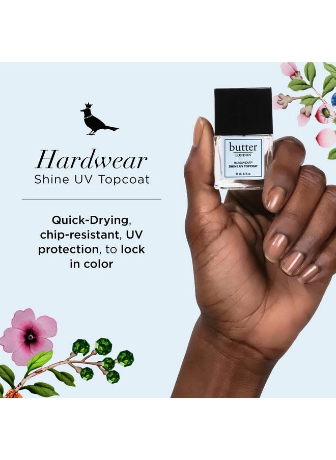 butter LONDON Shine UV Top Coat Nail Polish, Hardwear - Sheer Coverage with Glossy Finish - Quick-Drying Topcoat is Helps Prevent Chipping & Smudging - UV Protection for Long Lasting Radiant Color