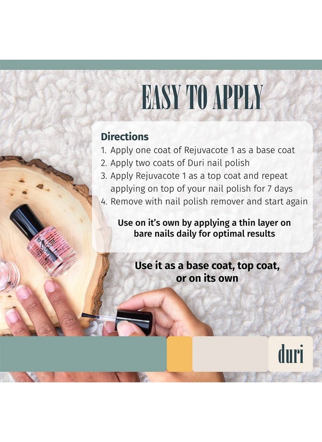 duri Rejuvacote 1 Nail Growth System - Original Maximum Strength Formula - Nail Strengthener and Nail Growth - Base and Top Coat - Pack of 2 - 0.45 fl. oz.