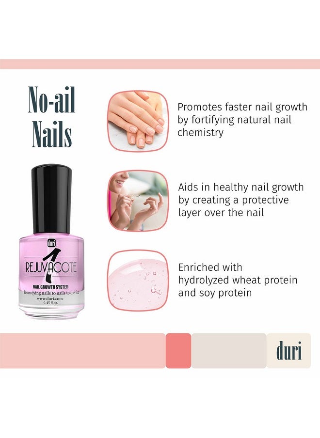 duri Rejuvacote 1 Nail Growth System - Original Maximum Strength Formula - Nail Strengthener and Nail Growth - Base and Top Coat - Pack of 2 - 0.45 fl. oz.