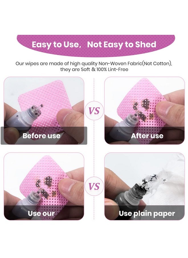 400 PCS Lint Free Nail Wipes, Eyelash Extension Glue Wipes, Super Absorbent Soft Non-woven Fabric Lash Glue Wipes, Nail Polish Remover Wipes for Lash Extension Supplies & Nail Polish Bottle(Pink)