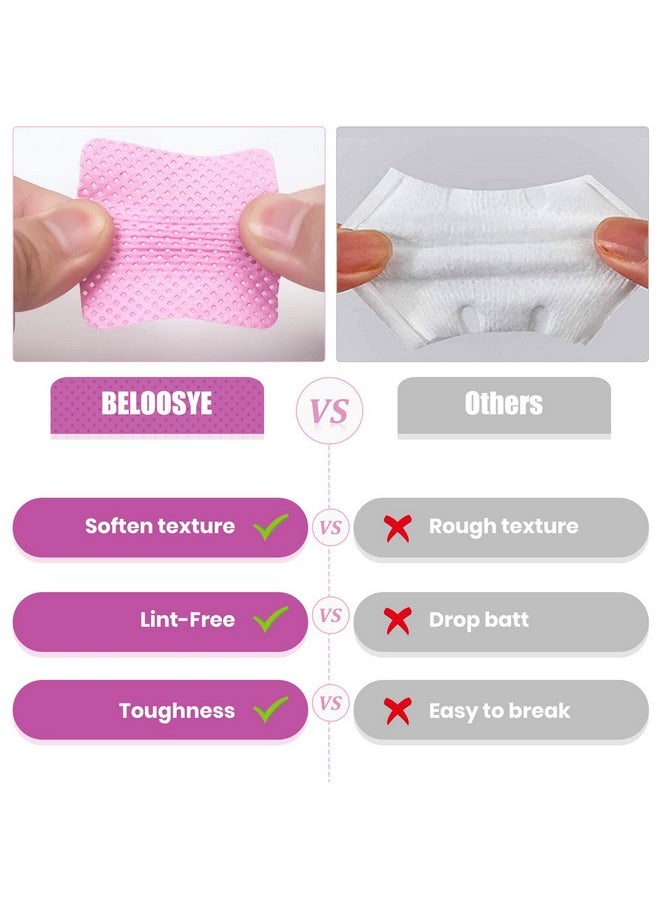 400 PCS Lint Free Nail Wipes, Eyelash Extension Glue Wipes, Super Absorbent Soft Non-woven Fabric Lash Glue Wipes, Nail Polish Remover Wipes for Lash Extension Supplies & Nail Polish Bottle(Pink)