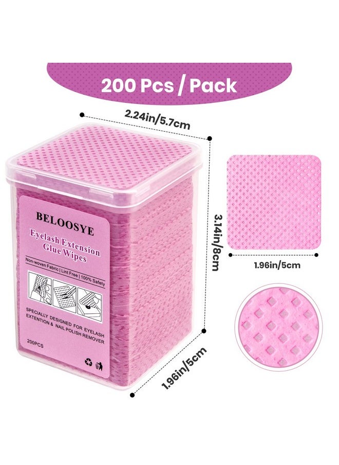 400 PCS Lint Free Nail Wipes, Eyelash Extension Glue Wipes, Super Absorbent Soft Non-woven Fabric Lash Glue Wipes, Nail Polish Remover Wipes for Lash Extension Supplies & Nail Polish Bottle(Pink)