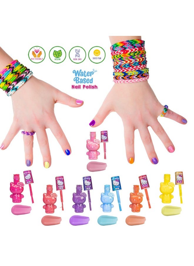 Hello Kitty Non-Toxic Peel-Off Water-Based Safe Quick Dry Nail Polish Set for Girl Kids Ages 3+, Perfect for Birthday Gift Parties, Sleepovers & Makeovers, 18 Pcs