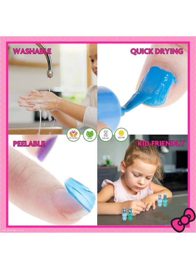 Hello Kitty Non-Toxic Peel-Off Water-Based Safe Quick Dry Nail Polish Set for Girl Kids Ages 3+, Perfect for Birthday Gift Parties, Sleepovers & Makeovers, 18 Pcs