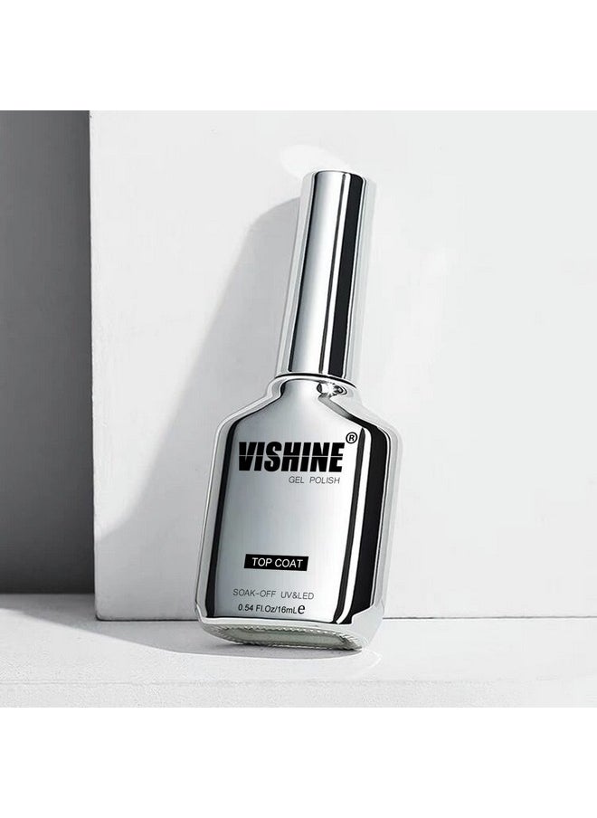 Vishine New Technology Protective Ultra Glossy 2Pcs of 16ml No Wipe Top Coat for Chip Free Long Lasting Soak Off Gel Nail Polish, 0.54 oz