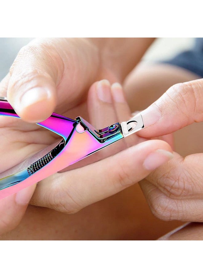 Professional Acrylic False Nail Clippers for Acrylic Nails Nail Tip Cutter Nail Manicure Tool (Rainbow)