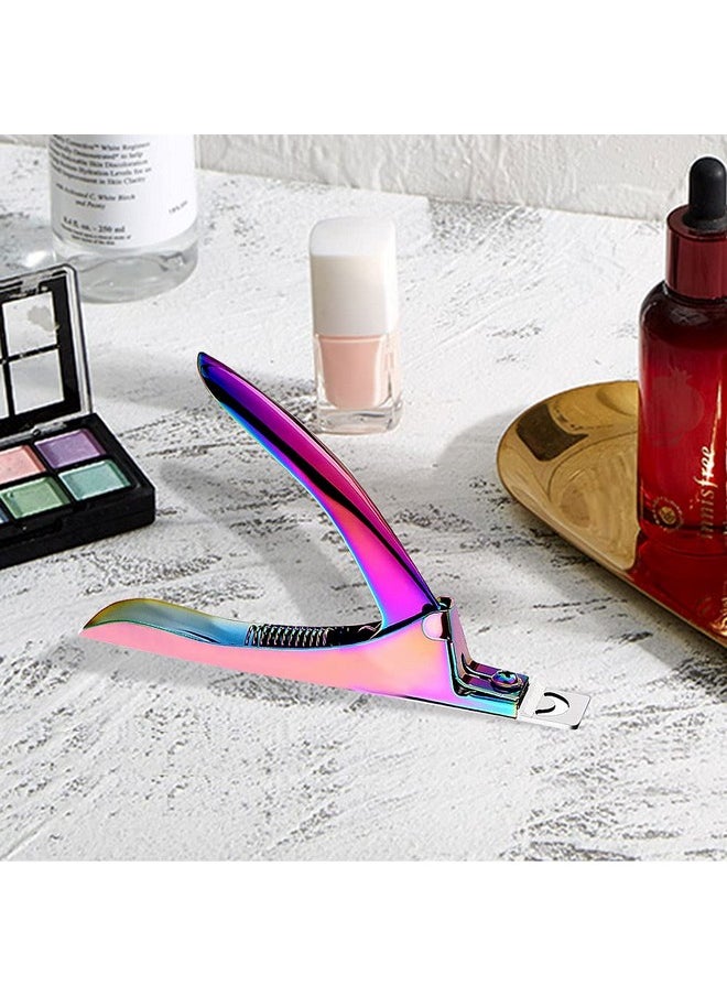 Professional Acrylic False Nail Clippers for Acrylic Nails Nail Tip Cutter Nail Manicure Tool (Rainbow)