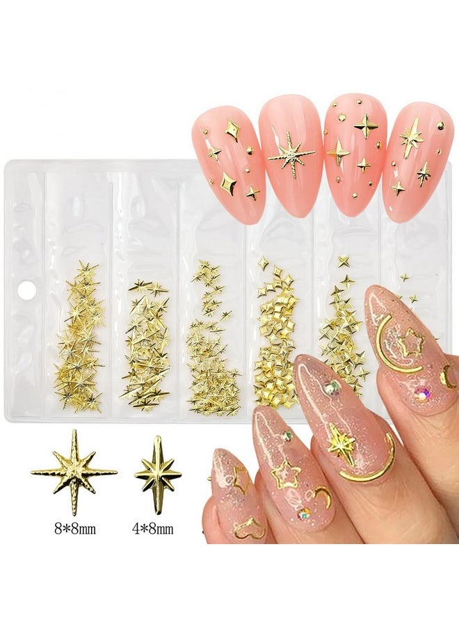 400Pcs Star Nail Charms for Nails Art 3D Gold Silver Star Nail Charms Metallic Studs Rhinestones Star Nail Jewelry Decorations Manicure Kit Nails Art Supplies Accessories for Women Girls Acrylic Nails