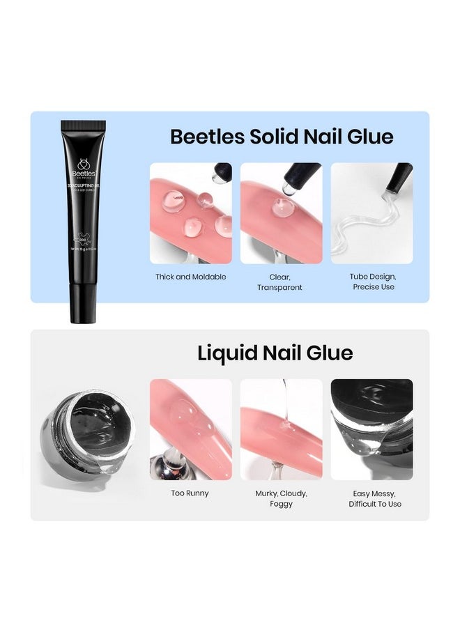 Beetles Sculpting Gel 3D Gel Nail Art Design - 3 in 1 Clear No Wipe Gel Nail Polish Rhinestone Nail Art Glue for Nail Art Gems Diamond Jewelry Nails Art Manicure Valentine's Day Gifts for Her