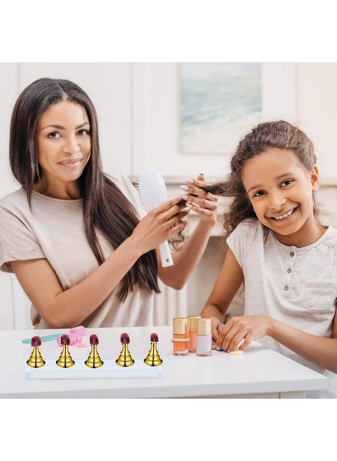 2 Sets Acrylic Nail Display Stand Nail Tip Practice Stand Magnetic Nail Practice Holder Fingernail DIY Nail Art Stand for False Nail Tip Manicure Tool (Gold and Silver)
