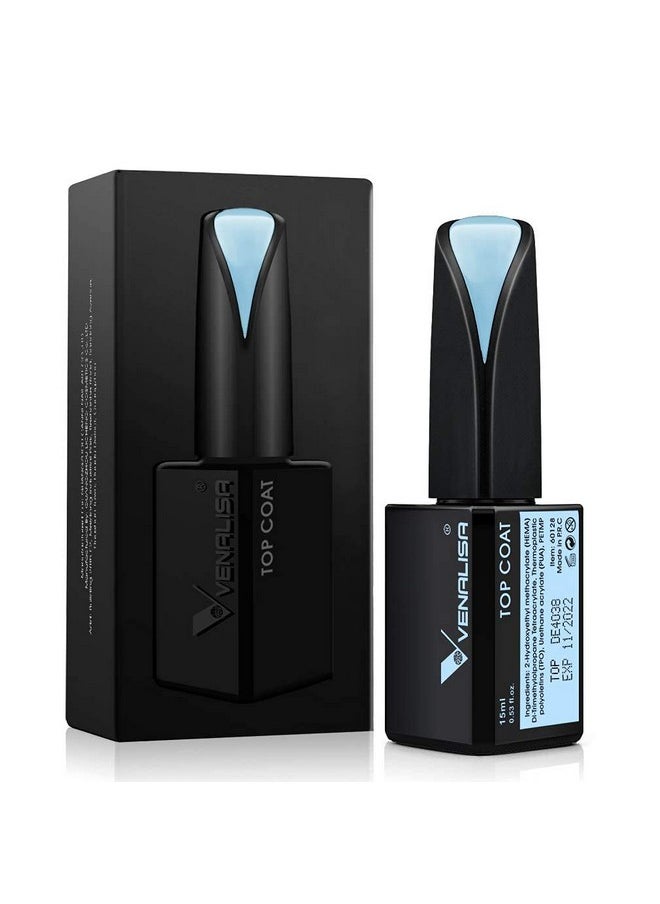 VENALISA 15ML No Wipe Tempered Top Coat - Scratch Resistant High Gloss Soak Off Gel Nail Polish Finish Long Lasting Set Gel Nail Kit