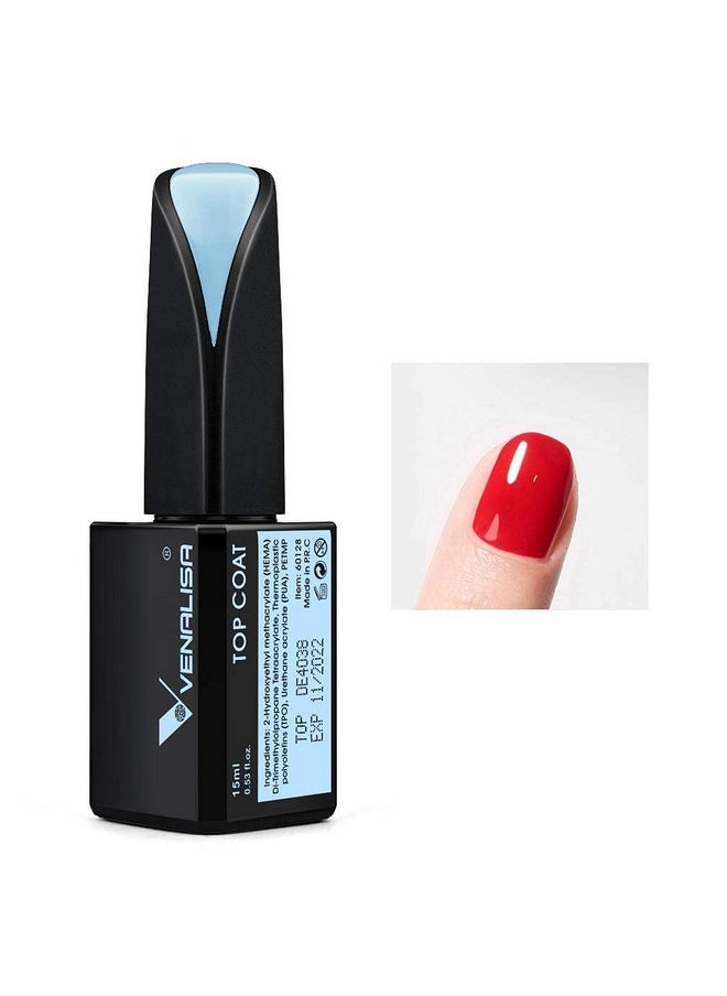 VENALISA 15ML No Wipe Tempered Top Coat - Scratch Resistant High Gloss Soak Off Gel Nail Polish Finish Long Lasting Set Gel Nail Kit