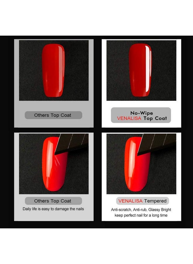 VENALISA 15ML No Wipe Tempered Top Coat - Scratch Resistant High Gloss Soak Off Gel Nail Polish Finish Long Lasting Set Gel Nail Kit