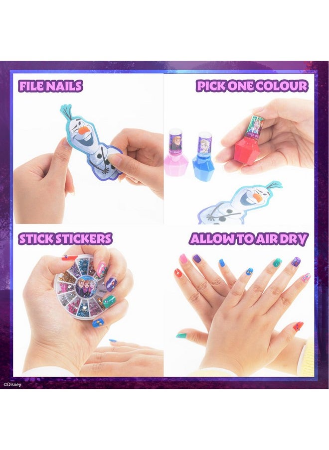 Townley Girl Disney Frozen Non-Toxic Peel-Off Nail Polish Set with Shimmery and Opaque Colors with Nail Gems for Girls Ages 3+, Perfect for Parties, Sleepovers and Makeovers, 18 Pc Set