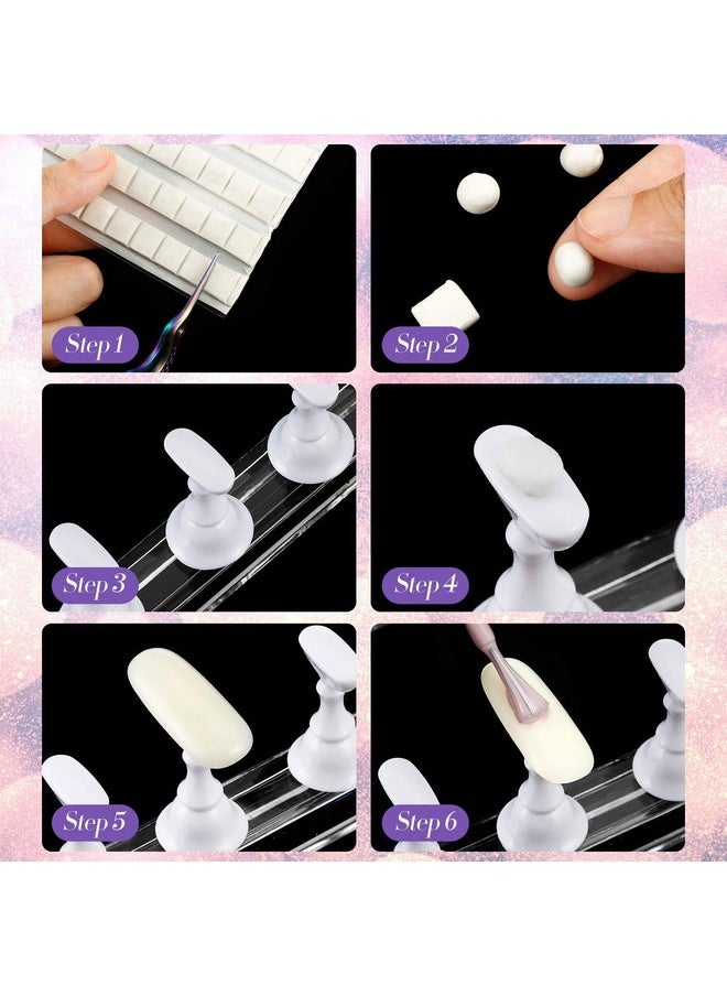 Blulu 2 Set Acrylic Nail Design Practice Stands Magnetic Nails Holders Training Fingernail Display Stands DIY Nail Crystal Holders and 96 Pieces White Reusable Adhesive Putty (White)