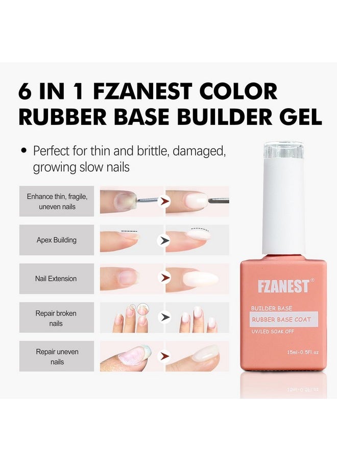 FZANEST Builder Gel For Nails, Milky White Gel Nail Polish Rubber Base Gel Polish For Nail Thickening, LED Nail Lamp Cured Nail Strengthener Extension Color Base Gel In A Bottle