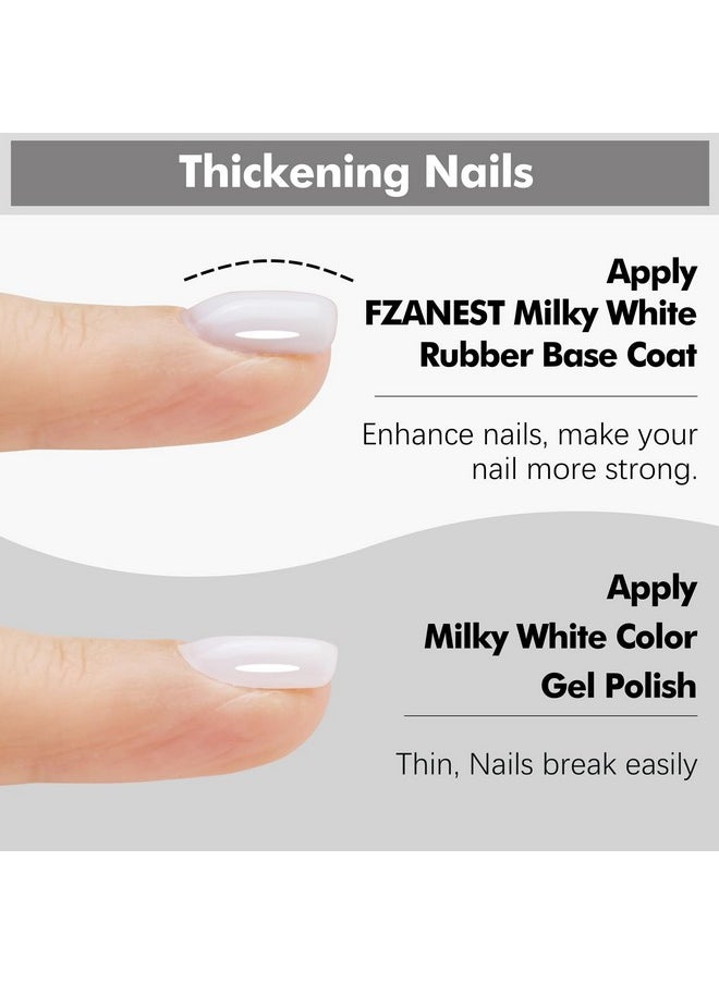 FZANEST Builder Gel For Nails, Milky White Gel Nail Polish Rubber Base Gel Polish For Nail Thickening, LED Nail Lamp Cured Nail Strengthener Extension Color Base Gel In A Bottle