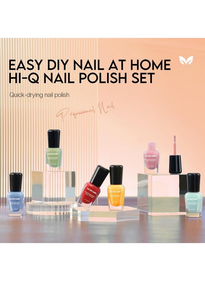 Morovan Nail Polish Set Fingernail: Quick Dry Nail Polish Kit Regular Nail Polish Bulk 0.25 oz Finger Nail Polish Pack Glossy Toenail Polish DIY Gifts for Women