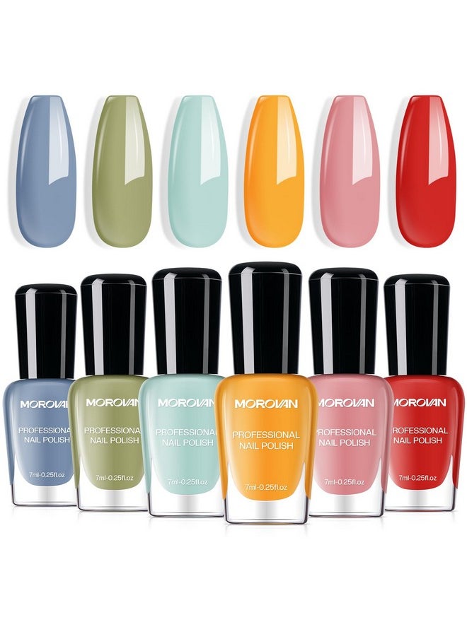 Morovan Nail Polish Set Fingernail: Quick Dry Nail Polish Kit Regular Nail Polish Bulk 0.25 oz Finger Nail Polish Pack Glossy Toenail Polish DIY Gifts for Women