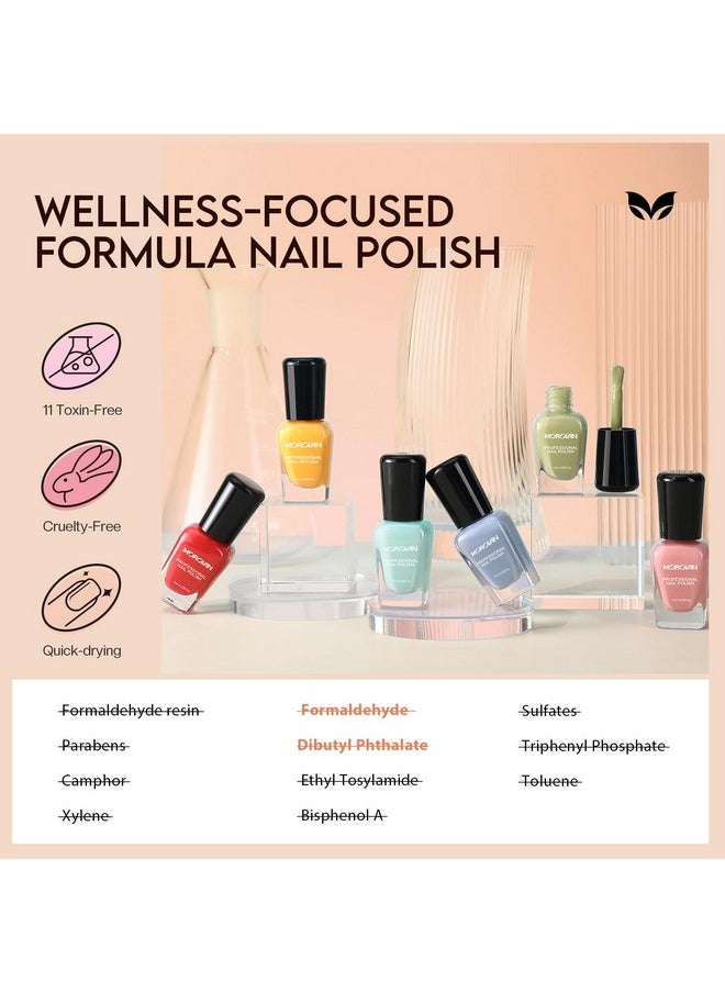Morovan Nail Polish Set Fingernail: Quick Dry Nail Polish Kit Regular Nail Polish Bulk 0.25 oz Finger Nail Polish Pack Glossy Toenail Polish DIY Gifts for Women