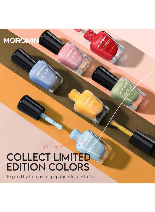 Morovan Nail Polish Set Fingernail: Quick Dry Nail Polish Kit Regular Nail Polish Bulk 0.25 oz Finger Nail Polish Pack Glossy Toenail Polish DIY Gifts for Women