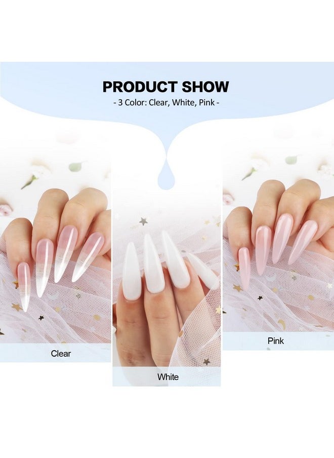Morovan Acrylic Nail Kit: Clear Pink White Acrylic Powder and Professional Liquid set for Acrylic Nails Extension for Beginner DIY at Home with Acrylic Nail Brush
