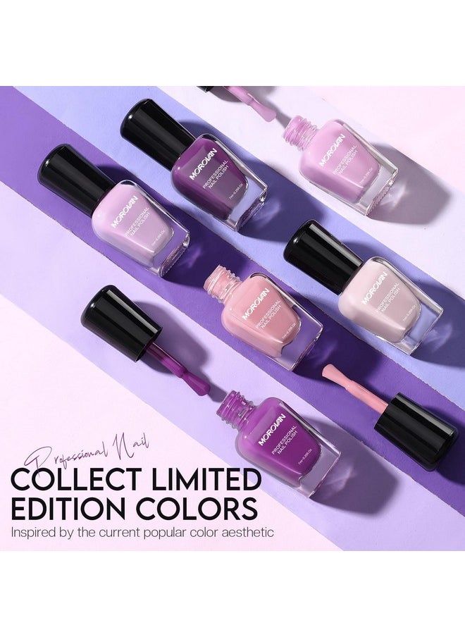 Morovan Nail Polish Set Fingernail: Lilac Light Purple Quick Dry Nail Polish Kit 0.25oz Lavender Regular Nail Polish Pack Glossy Finger Nail Polish Gifts for Women