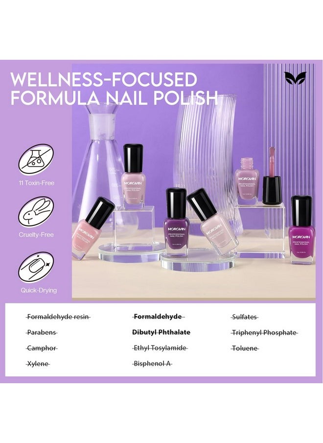 Morovan Nail Polish Set Fingernail: Lilac Light Purple Quick Dry Nail Polish Kit 0.25oz Lavender Regular Nail Polish Pack Glossy Finger Nail Polish Gifts for Women