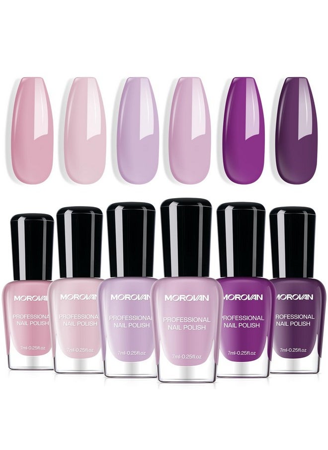 Morovan Nail Polish Set Fingernail: Lilac Light Purple Quick Dry Nail Polish Kit 0.25oz Lavender Regular Nail Polish Pack Glossy Finger Nail Polish Gifts for Women